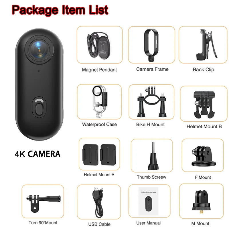 Fitatone™ 4K Mini Action Camera – Compact, Waterproof & Magnetic Cam for Sports, Cycling, and Everyday Adventures